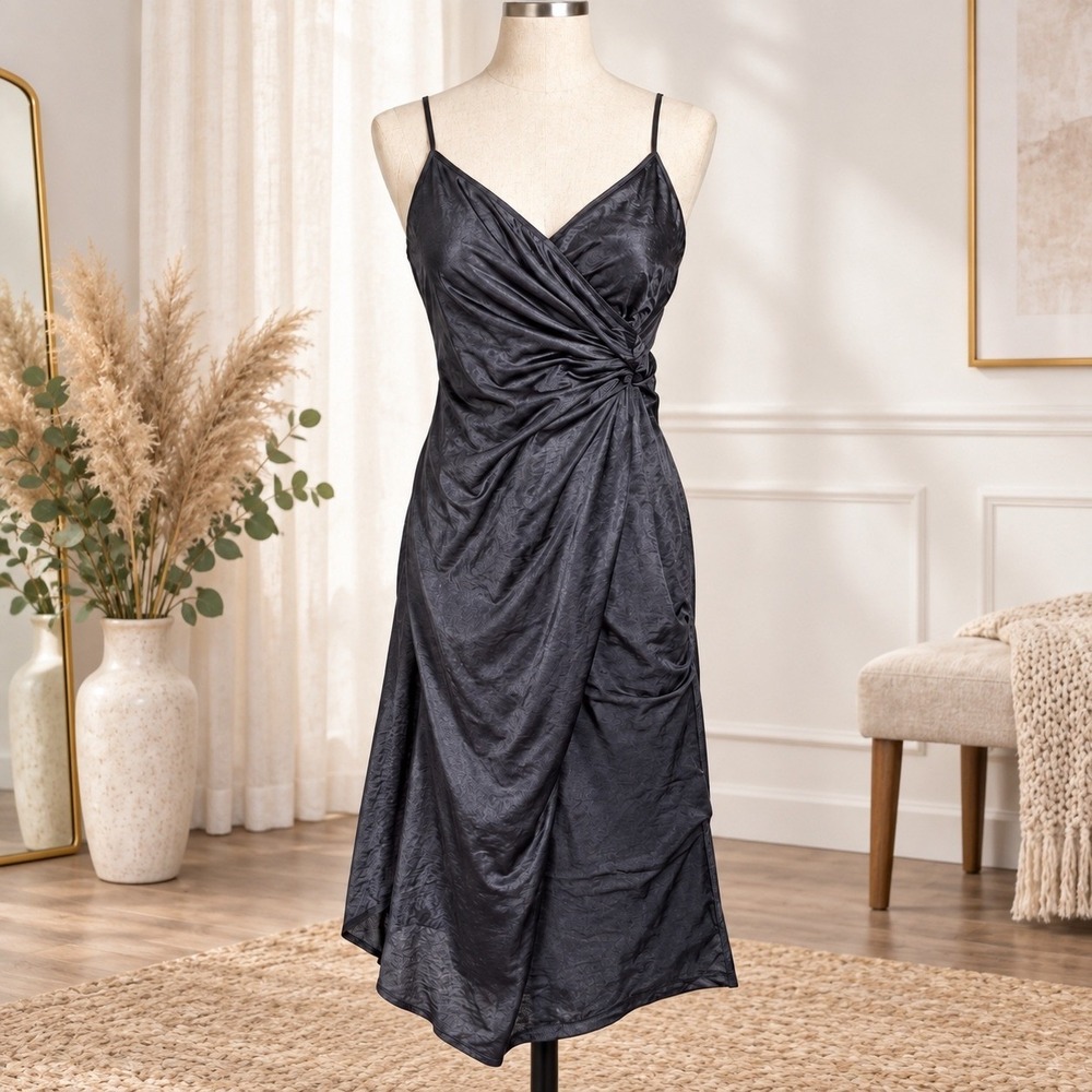 Rue21 Black Satin Wrap Midi Dress